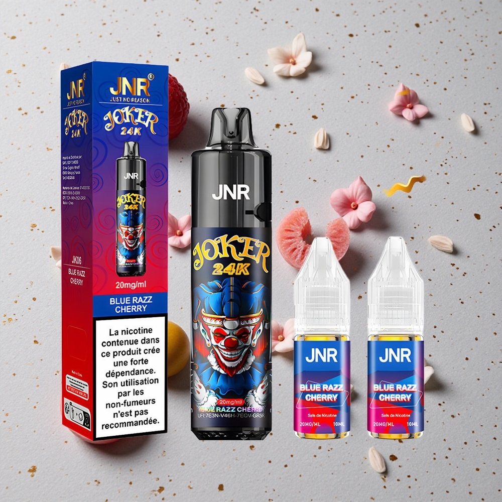 JNR Joker 24000 Puffs Modrá Malina Třešeň 2% Nikotinu 800mAh Baterie
