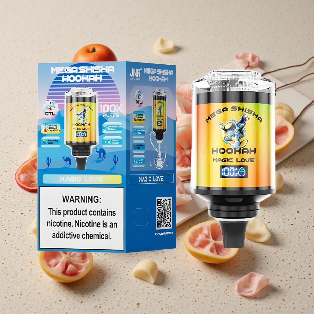 JNR Mega Shisha Hookah 100K 100000 Puffs 60ml Kapacita E-liquidu Magic Love