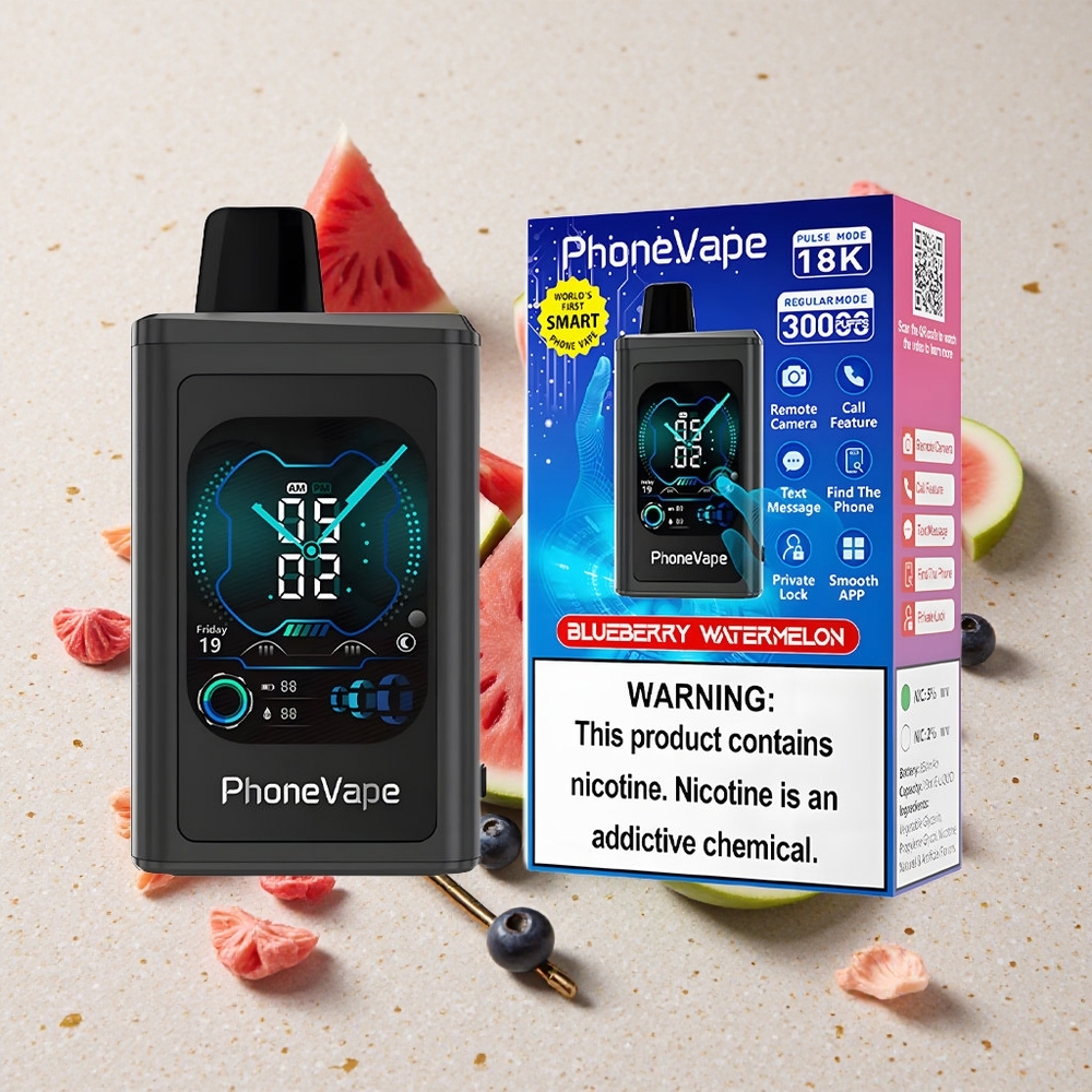 JNR PhoneVape 30000 Puffs Borůvka Meloun Nabíjecí baterie 850mAh Turbo režim