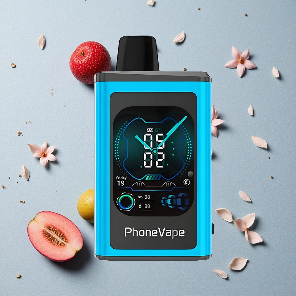 JNR PhoneVape 30000 Puffs Modrá Malina Led 850mAh Nabíjecí Baterie Typ-C Plně Ovládané Aplikací