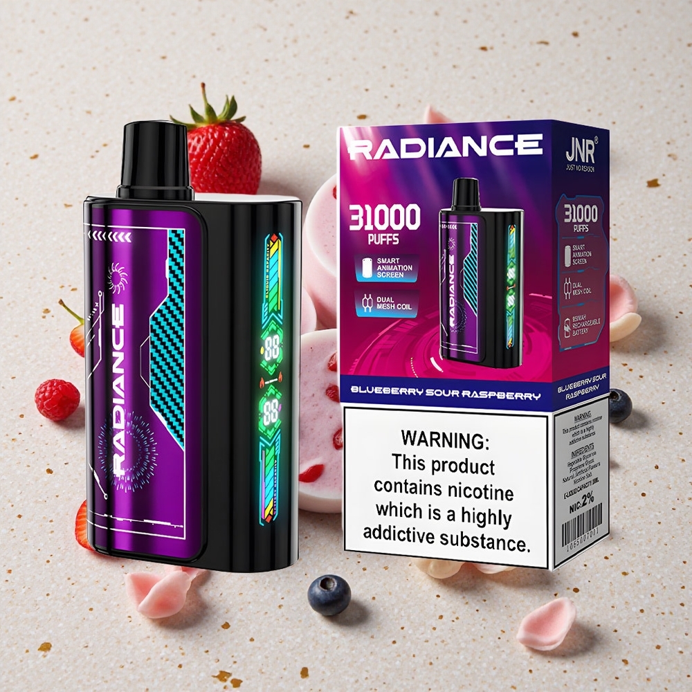JNR Radiance 31000 Puffs 28ml Borůvka Kyselá Malina Dual Mesh Coil