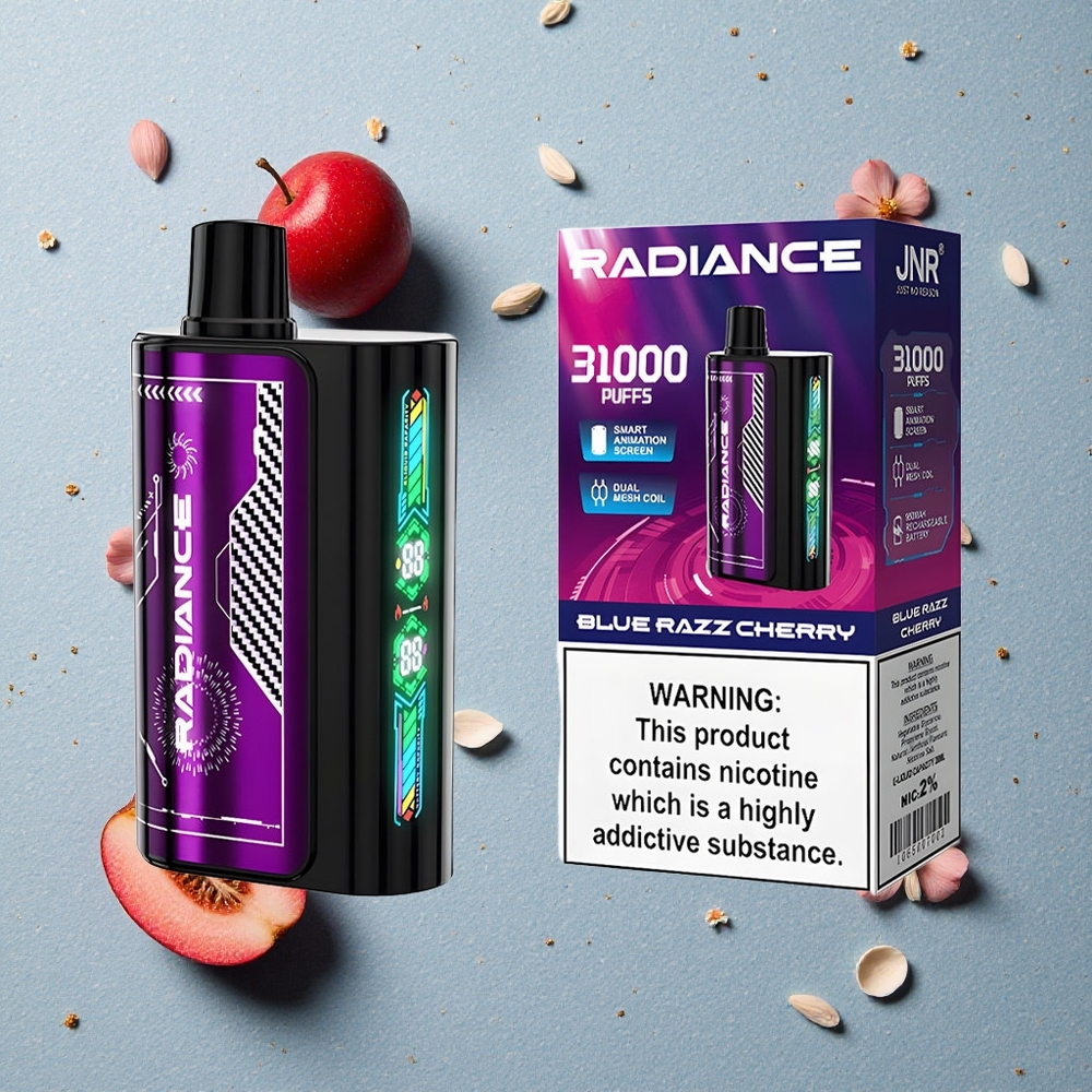 JNR Radiance 31000 Puffs Modrá Malina Třešeň 28ml E-liquid 950 mAh Baterie