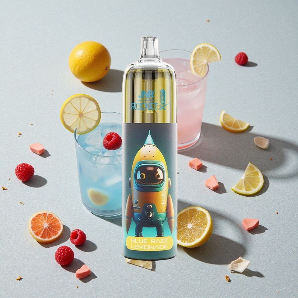 JNR Rocket-X 12400 Poustky Jednorázová Vape Modrá Malina Limonáda Nastavitelný Průtok Vzduchu Typ-C Rychlé Nabíjení
