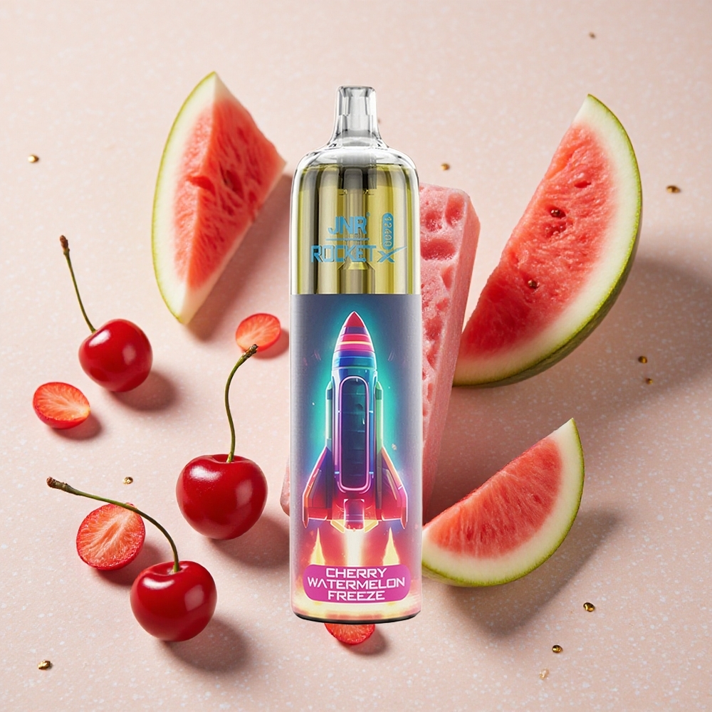 JNR Rocket-X 12400 Puffs Třešeň Melounový Led Nastavitelný Průtok Vzduchu Rychlé Nabíjení Type-C