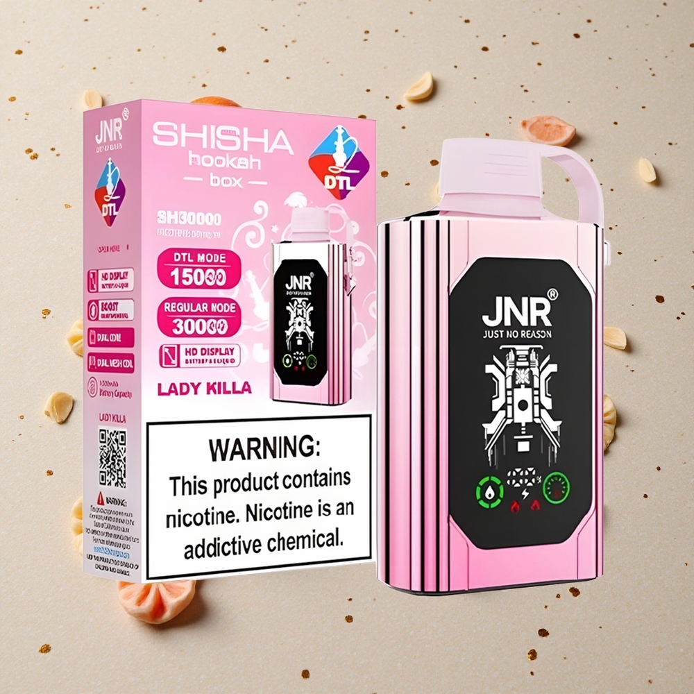 JNR Shisha Hookah Box 20500 Puffs Dvojité Mřížkové Cívky Typ-C Rychlé Nabíjení Lady Killa