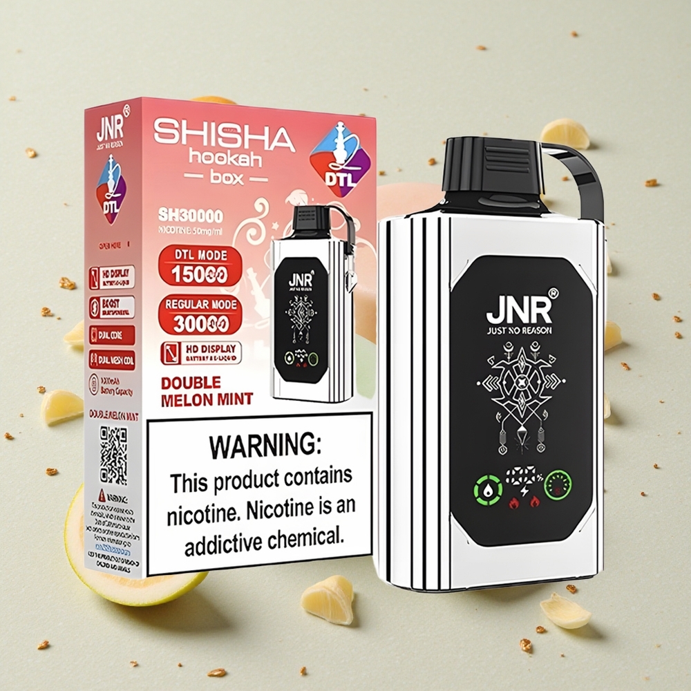 JNR Shisha Hookah Box 20500 Puffs Dvojité Melounové Mátové Displej HD Dvojité Síťové Cívky & Dvojité Jádro