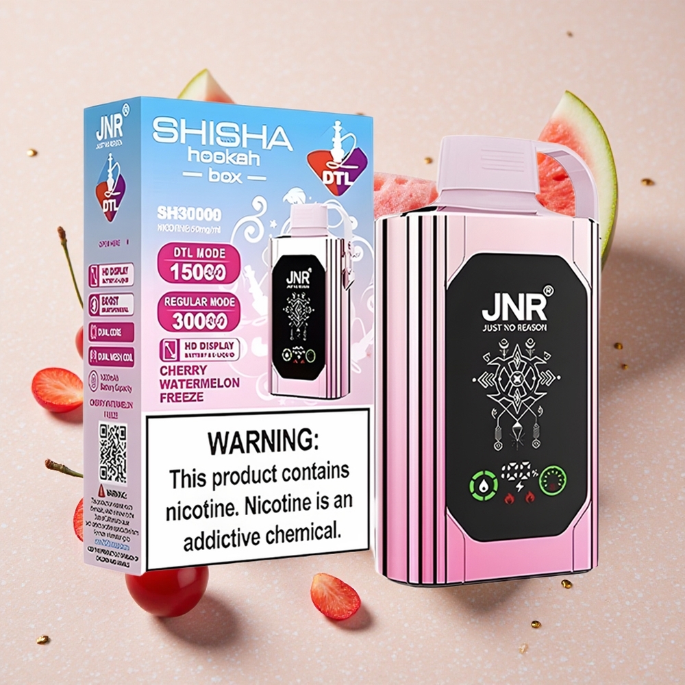 JNR Shisha Hookah Box 20500 Puffs Jednorázová Vape Třešeň Meloun Mrazík HD Displej 25ml Kapalina