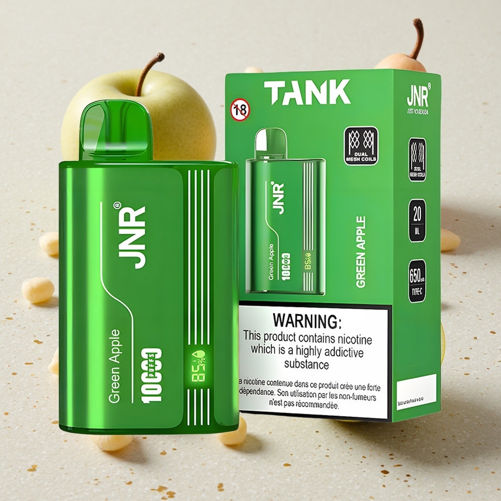 JNR Tank 10000 Puffs Zelené jablko Broskve Hruška Nastavitelný průtok vzduchu Rychlé nabíjení Type-C