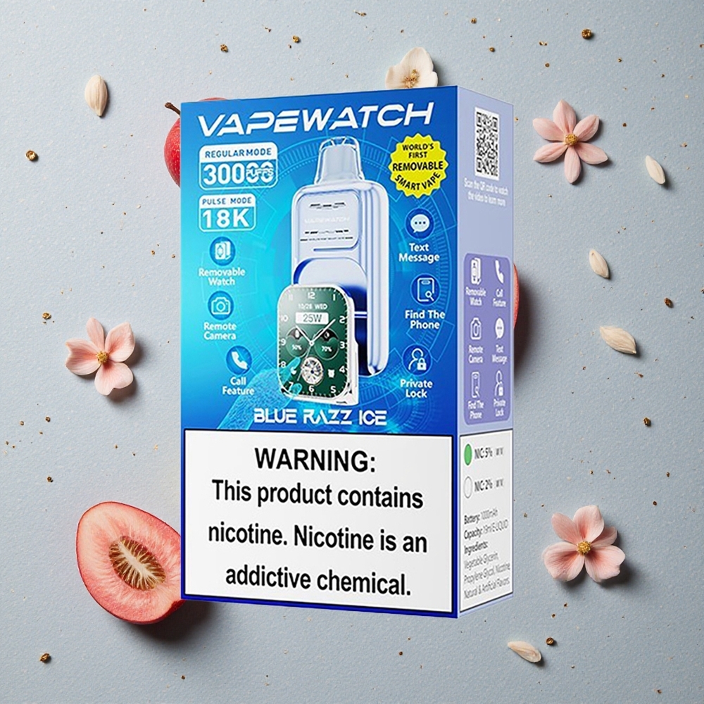 JNR Vape Watch 30000 Puffs Modrá Malina Led 1000mAh 19mL