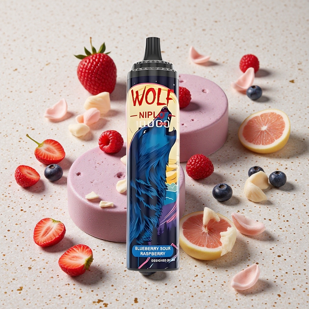 JNR Wolf Niplo 10000 Puffs Borůvka Kyselá Malina Mřížková cívka 1.0 Ohm Kapacita baterie 650mAh