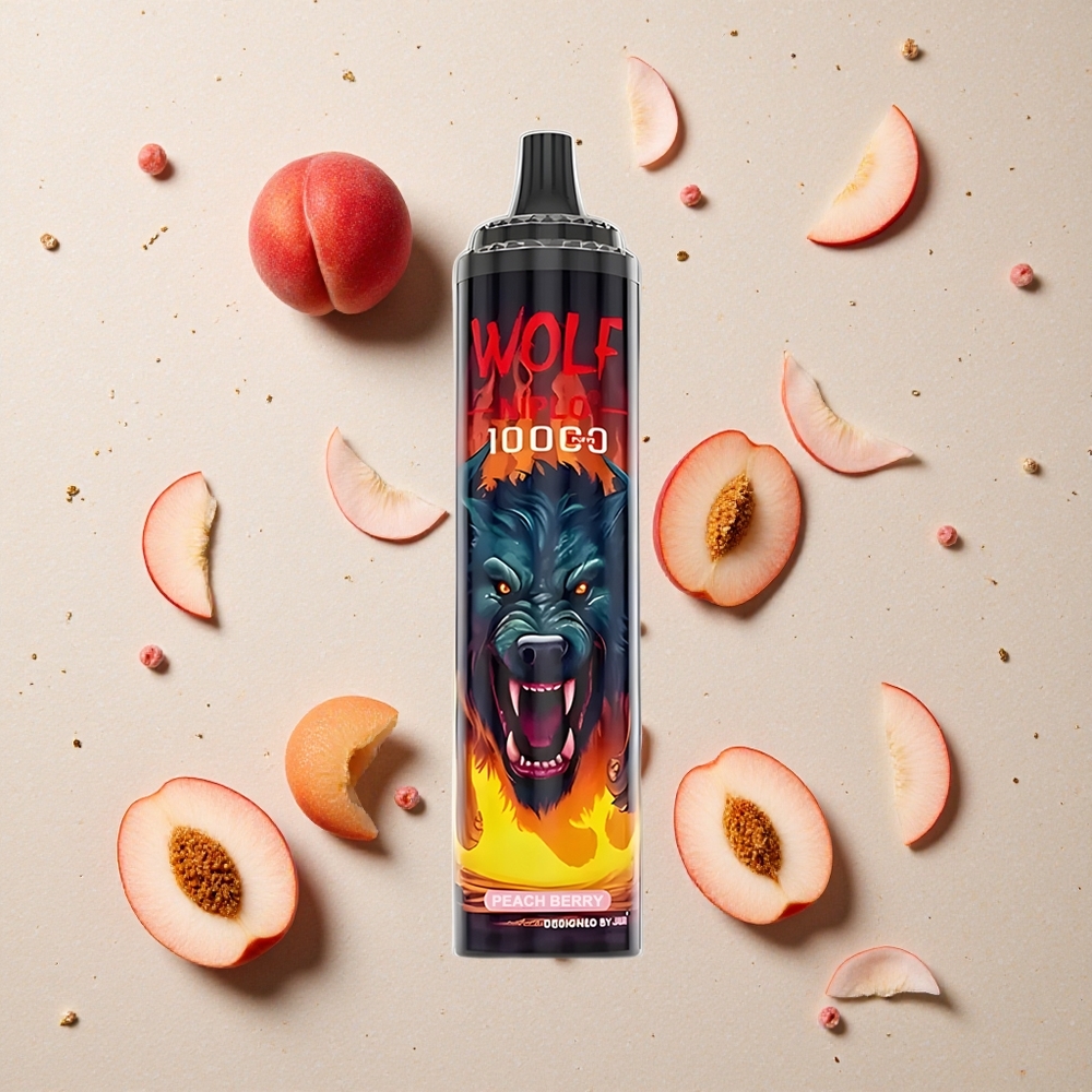 JNR Wolf Niplo 10000 Puffs Broskvovo-Borůvkový Mesh Coil 1.0 Ohm 650mAh