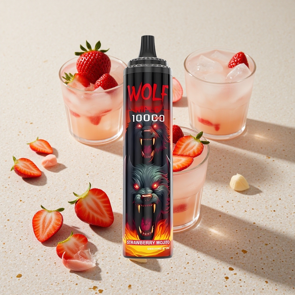 JNR Wolf Niplo 10000 Puffs Jahoda Mojito Mesh Cívka 1.0 Ohm Kapacita Baterie 650mAh