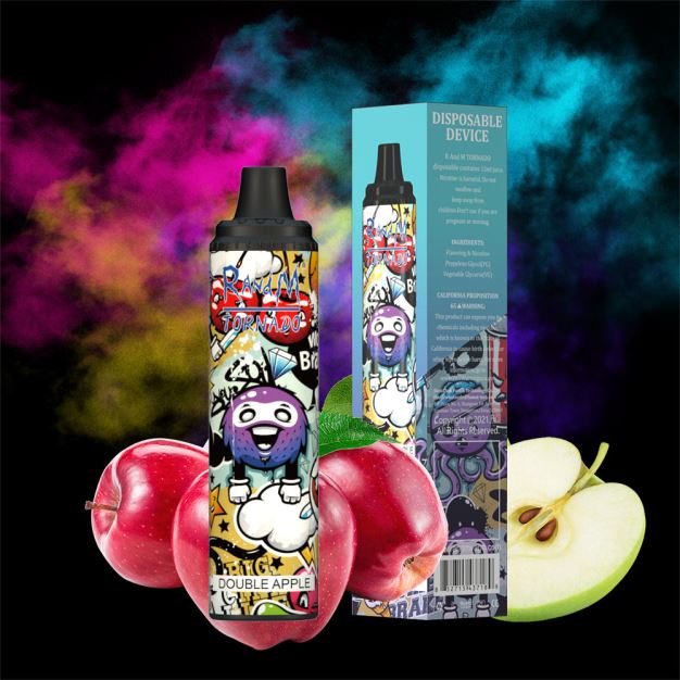 RandM Tornado 6000 vape pod zařízení s ovládáním průtoku vzduchu 1ks dvojité jablko RandM tornado cena - 0244R298