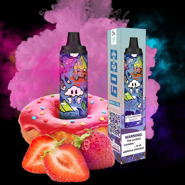 RandM Tornado 6000 vape pod zařízení s ovládáním průtoku vzduchu 1ks jahodový donut RandM vape website - 0244R285