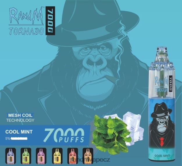 RandM Tornado 7000 airflow control vape zařízení 1ks chladná máta RandM vape praha - 0244R164